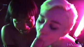 Sky Blue Pixie Cut Wife Sucking Cock